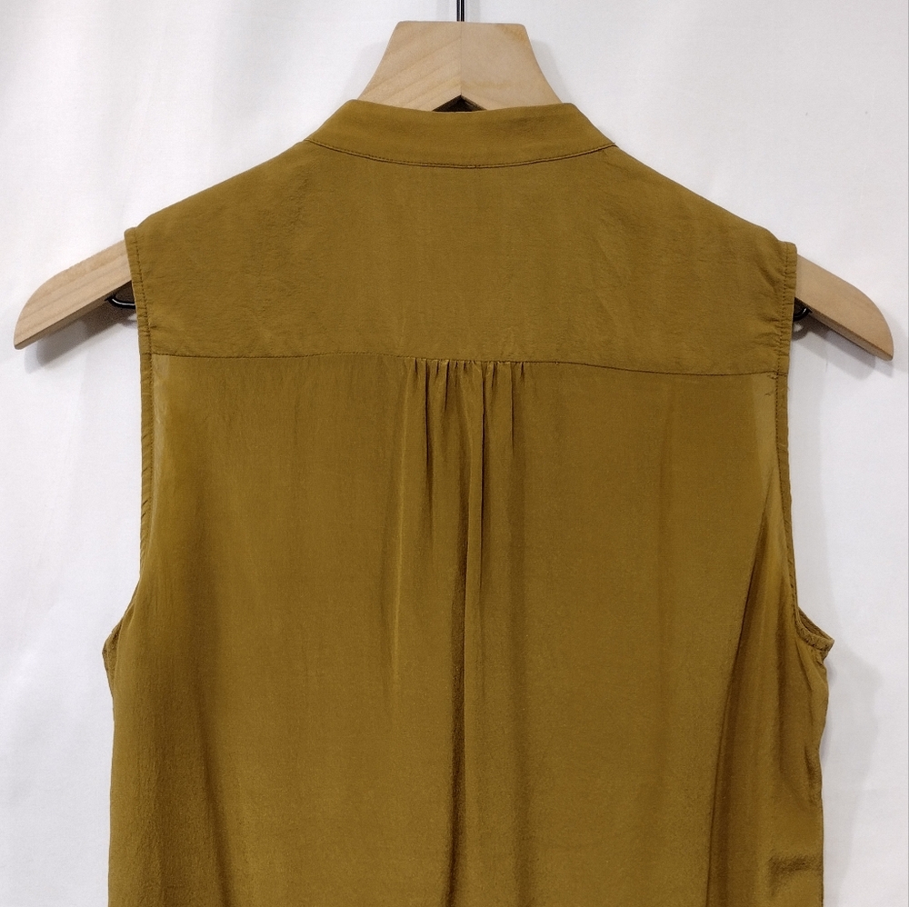 Banana Republic 100% Silk Button Down Blouse Top Tank Women's 6 Mustard Yellow - Picture 6 of 8